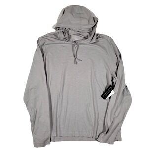 The Mens Store Hoodie Tee Mens XL Grey Cotton Solid Hood Long Sleeve Tee $78 NEW